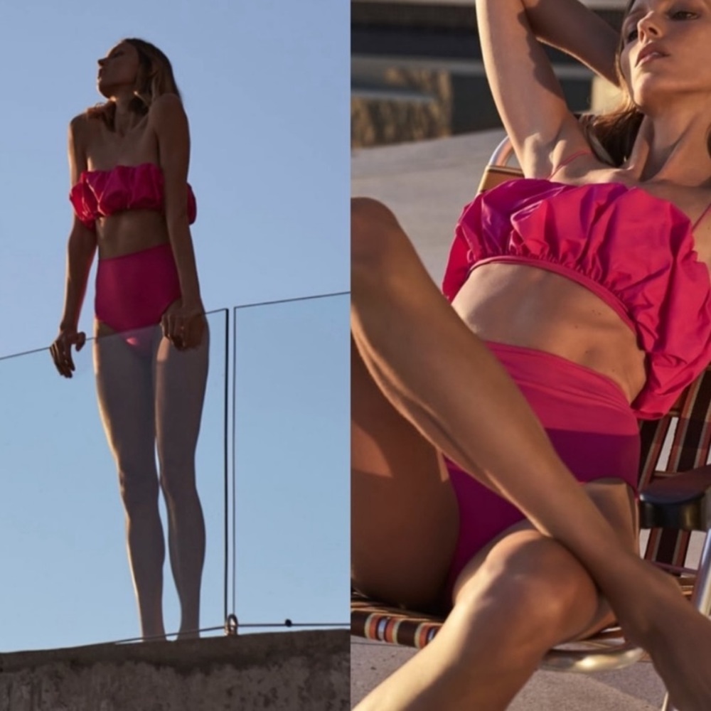 Zara Pink Ruffled Bikini Top